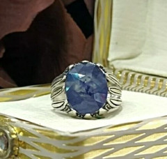 Natural Sapphire Ring Christmas Gift Unique Frame Turkish Frame Silver 925 Gifts