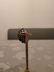 Vintage Handmade Studded Pins Beads Sequins Black/GoldOrnate Clip-On EarringsK49
