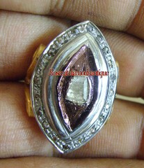 HANDMADE VINTAGE VICTORIAN ROSE CUT DIAMOND 0.66ct SILVER 925 POLKI RING JEWELRY