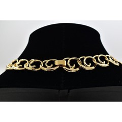Vintage Collar Necklace Gold Tone Lightweight Metal Chain Shiny NOS 1980s BinA14