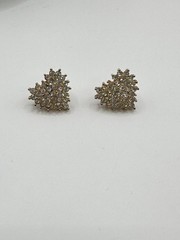 BEAUTIFUL Vintage Genuine Crystal and Gold Tone Heart Earrings Marked Roman