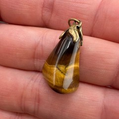 Vintage Gemstone Pendant Charm Lot Jade Quartz Agate Tigers Eye Jasper 25+