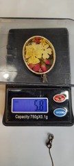 Vintage Mexico 925 Sterling Silver Pressed Flower Resin Pendant Necklace 10″