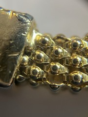 Vintage Gold Tone Beaded Mesh Chain Bracelet 8.5 Inch Statement