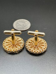 Vintage Clock Face Enamel Cufflinks Gold Tone Roman Numeral Novelty MCM