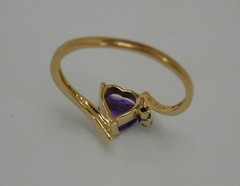 Vintage NABCO 14K Yellow Gold Amethyst Heart & Diamond Ring Size 6.75 585 Solid