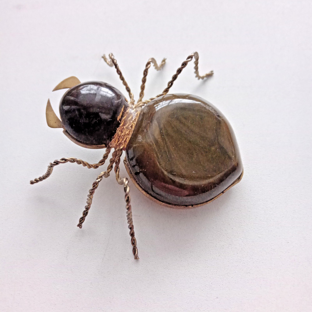 Vintage Spider Brooch Amber Color Resin. Made in the USSR