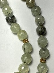 Necklace Green Prehnite Gold Vermeil Clasp Spacer Beads 24” 10mm Faceted Beads