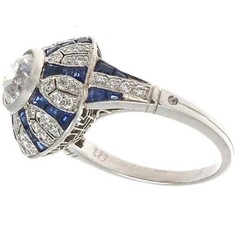 Art Deco Style Round Cut Lab Created Diamond 14K White Gold FN Engagement Ring