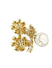 Dimensional Red and Pink Rhinestone Floral Bouquet Brooch