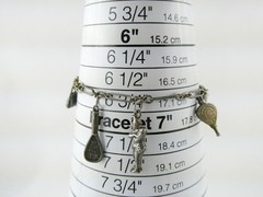 Vintage Unmarked Sterling Silver Paperclip Chain Bracelet with 5 Charms 6.75 In