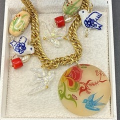 Vintage Estate Assemblage of Charms & Trinkets: Birds, Coral, Far East Allure