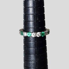 Eternity Band Size 6.5 Clear And Green Stones