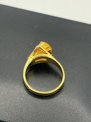 Gold plated fancy cut yellow orange stone cocktail ring size 8.25 vintage