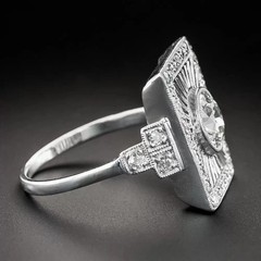 Starburst Art Deco Style Lab Created Diamond Engagement 14K White Gold FN Ring