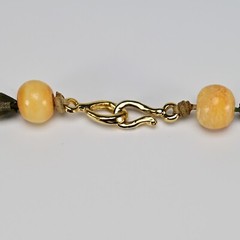 Original Vintage Designer MCM Bronze Bovine Coral Gemstone Bone Estate Necklace