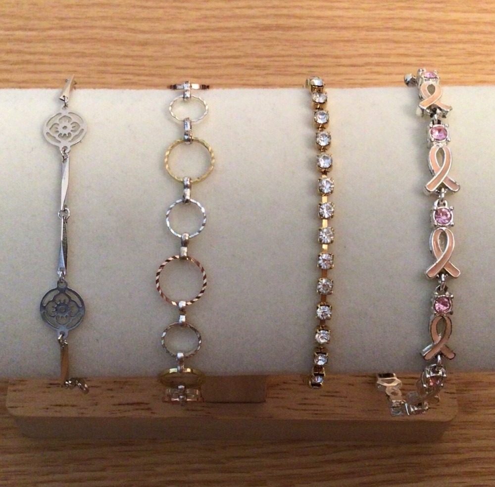 Lot Of 4 Signed Vintage AVON Bracelets Gold/Silver Tone Rhinestones Enamel