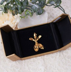 Vintage Genuine Gold Dipped Orchid Flower 45 mm Pendant in Orig Display Box