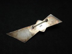 Vtg MCM Studio Modernist Sterling Copper Textured Quartz? Bow Brooch Pin Silver