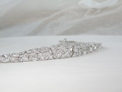 Vintage Sterling Silver 925 Cluster Gemstone Tennis Bracelet 7.5″