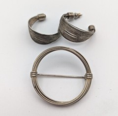 Pin & Pierced Earrings Hoop Wire Silver tone