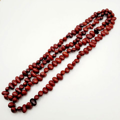 Artisan Hand Strung Red Seed Nut Bead Single Strand Infinity No Clasp Necklace