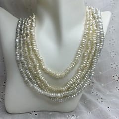 Vintage Multi Strand Faux Baroque Pearl Beaded Necklace