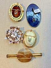 Beautiful: 5 Unusual Vintage Brooches Gold and Silver tone