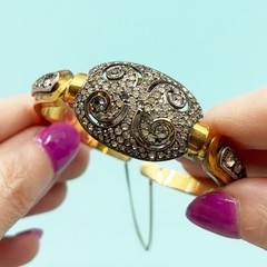 French Potens Prima Hidden Watch Bracelet Paste Set Gold Filled Retro