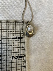 MOM Pendant Sterling Silver With White Pearl Choker Necklace 16” Mother’s Day