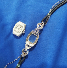 Original EARTH MINED DIAMOND Deco Elgin Watch Gatsby era Vintage PLATINUM Case