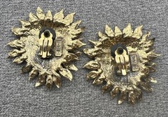 Vintage Yves Saint Laurent YSL Paris Robert Goossens Golden Sun Face Earrings