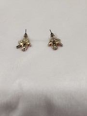 Vintage Pink Rhinestone Gold-Tone Pierced Earrings