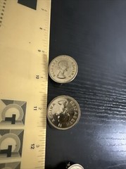 Vintage Queen Elizabeth II Coin Ear Rings & Brooch 1958 1959 Uncirculated