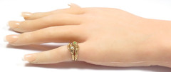 Vintage 14K Rose Gold Double Serpent Ring Diamond Natural Jade & Ruby Eyes Deco