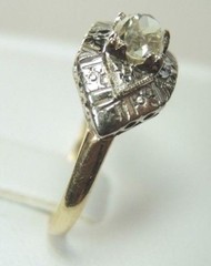 Antique Art Deco Diamond Engagement 14K Ring Size 7 UK-N1/2 EGL USA Fine