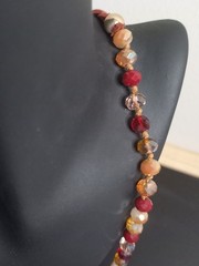 Vintage Boho Suede Leather Stone Aurora Borealis AB Crystal Tassel Lariat Neckla