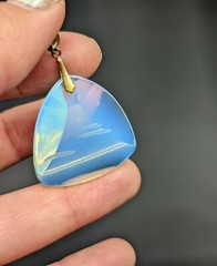 Vintage Reverse Carved Opalite Opaline Glass Volcano or Mountain Japan Pendant