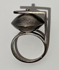 MID CENTURY MODERN ART DECO STERLING SILVER RING HALLMARKS Space Age Atomic