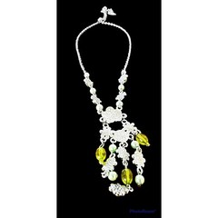 Vintage VCLM Chandelier Necklace Crystals Floral 18 inch L 4 inch extender New