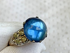 Vtg Sterling Silver Ring 3.5g Fine Jewelry Size 4.5 Band Blue Stone *READ*