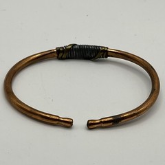 VTG Copper & Brass Coil Cuff Bracelet Handmade Industrial Brutalist Modernist