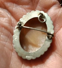 Antique Vintage Italian PA 800 Silver Carved Shell Cameo Pendant Brooch