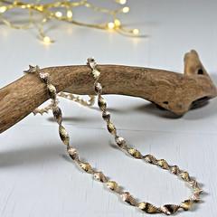 Vintage FAS Italy Gold Vermeil 925 Sterling Twisted Herringbone Necklace, 18″
