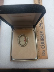 Vintage Cameo Brooch Old Antique Ladies Jewelry Pendant In Box