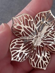 Vintage GERRY’S Open Work Floral Flower Silver Tone Brooch Pin