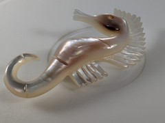Vintage 1970s Mother Of Pearl Seahorse Brooch, Exc. Cond.