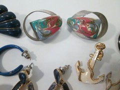 Vintage Earring Lot All Pierced Ears Some Enamel Retro 12 Pairs 1980s 1990s
