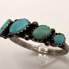 Vintage Tested Sterling Silver Turquoise 5 Stone Ring Size 5.75 Southwestern