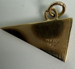 Vtg 14K Gold Blue White Enamel Nautical Burgee Flag Charm Pendant 1.1g Signed